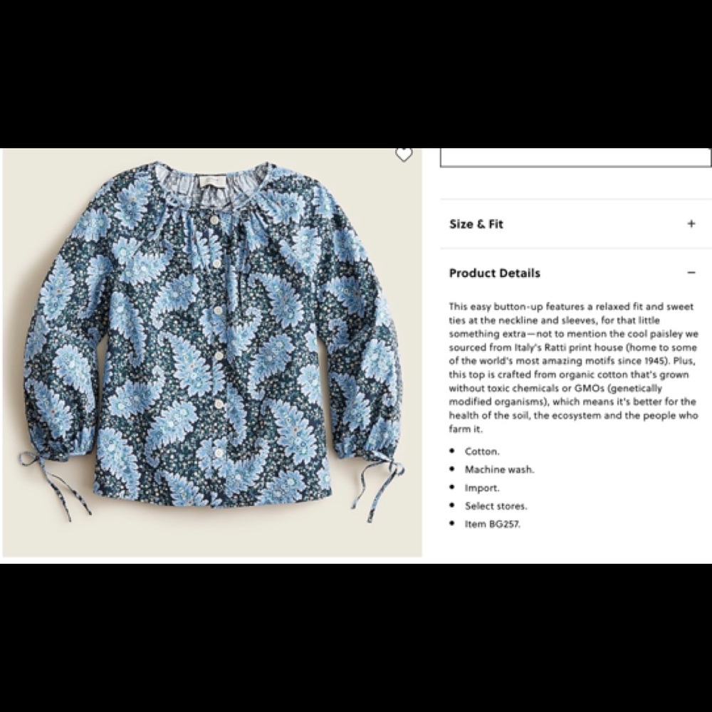 J Crew Paisley Blouse